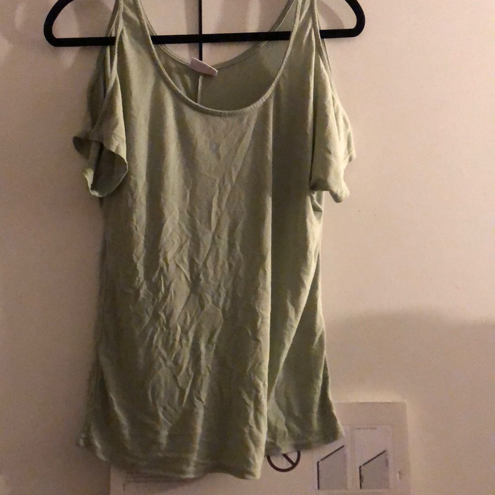 Green cut out shoulders sleeves